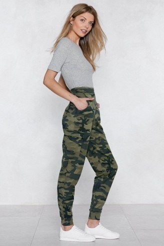 NASTY GAL March On Camo Joggers | khaki camouflage print pants - flipped