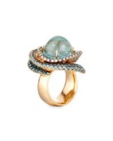 Margot McKinney Jewelry 18k Round Aquamarine Ring / blue stone statement rings / luxury jewellery