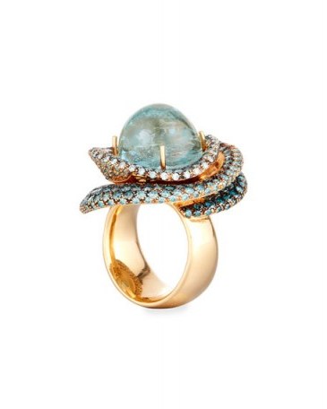 Margot McKinney Jewelry 18k Round Aquamarine Ring / blue stone statement rings / luxury jewellery - flipped