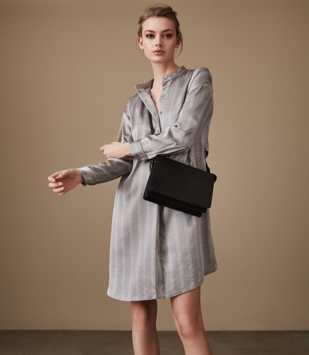 MARIBEL GREY OVERSIZED SHIRT DRESS / stripe print dresses