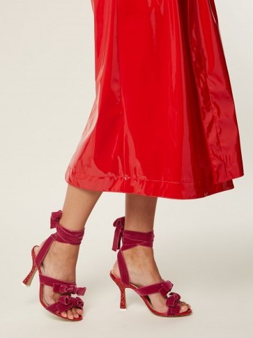ATTICO Marla wraparound velvet sandals / pink strappy heels - flipped