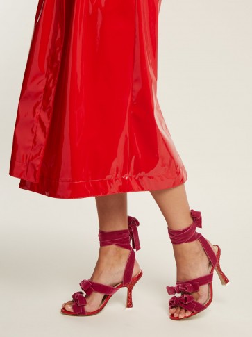 ATTICO Marla wraparound velvet sandals / pink strappy heels