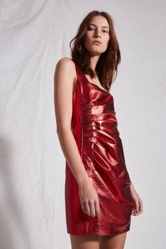 METALLIC RED LEATHER DRESS BY BOUTIQUE - flipped