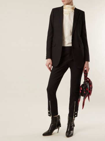 ALEXANDER MCQUEEN Mid-rise black cotton-blend cropped trousers ~ zipped cuff pants - flipped