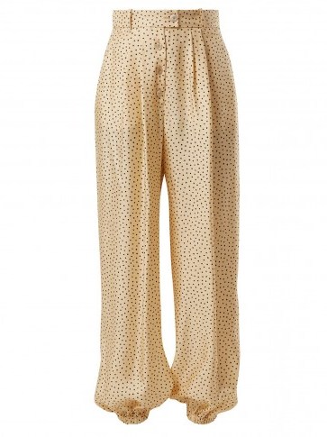 GUCCI Mid-rise polka-dot print silk trousers ~ luxe cuffed pants - flipped