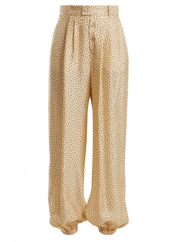 GUCCI Mid-rise polka-dot print silk trousers ~ luxe cuffed pants