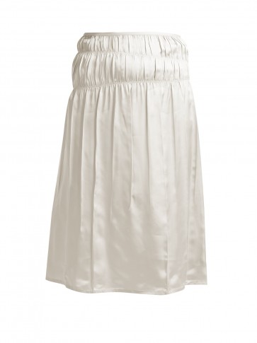 HELMUT LANG Mid-rise white satin slip skirt