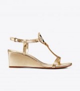 TORY BURCH MILLER WEDGE SANDAL, METALLIC LEATHER. LUXE SANDALS