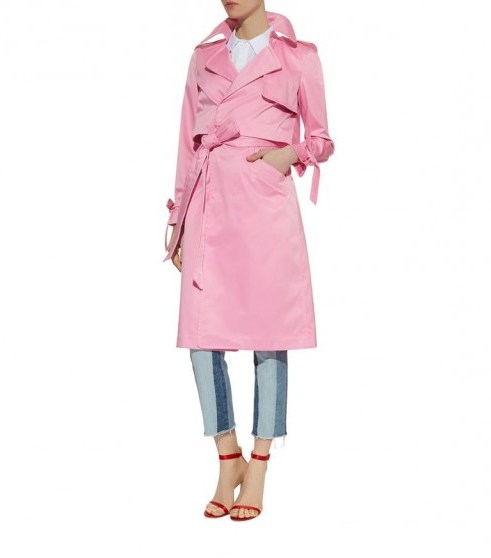 Milly Pink Duchesse Satin Trench Coat ~ stylish spring coats - flipped