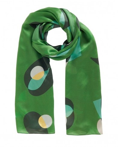 Jigsaw MIXED GEO PRINT SILK SCARF / green printed scarves - flipped