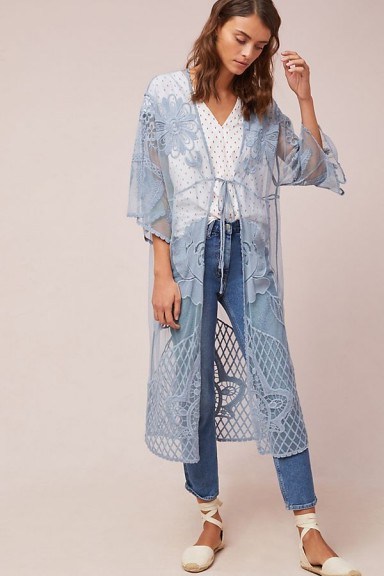 Monica Sheer Floral Kimono | blue luxe style kimonos - flipped