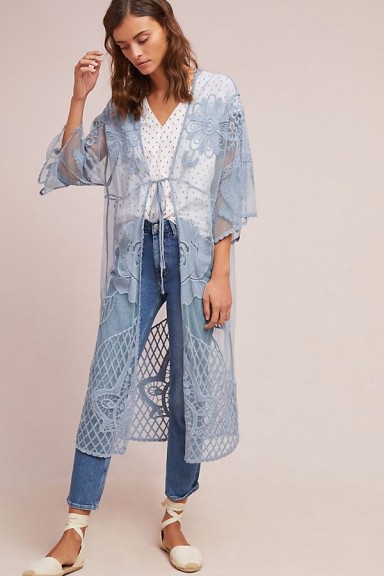Monica Sheer Floral Kimono | blue luxe style kimonos