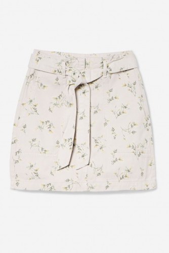 Topshop MOTO Floral Belted Skirt | denim mini skirts - flipped