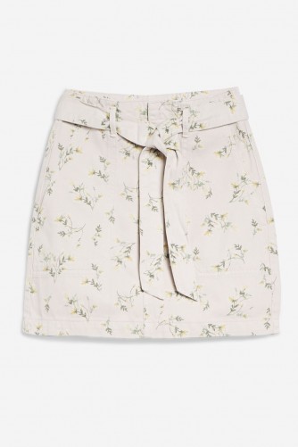 Topshop MOTO Floral Belted Skirt | denim mini skirts