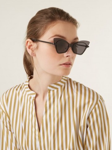KAREN WALKER EYEWEAR Mrs Brill cat-eye acetate sunglasses ~ black transparent eyewear - flipped