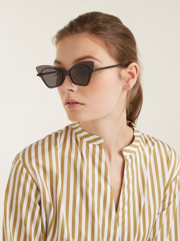 KAREN WALKER EYEWEAR Mrs Brill cat-eye acetate sunglasses ~ black transparent eyewear