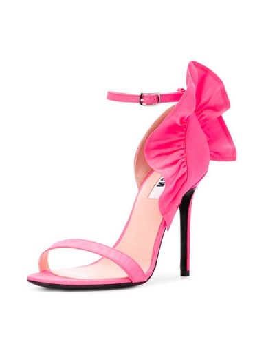 MSGM ruffled stiletto sandals / pink ruffled heels - flipped