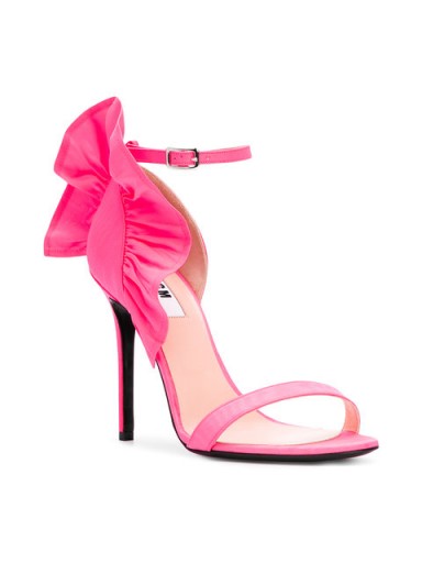 MSGM ruffled stiletto sandals / pink ruffled heels