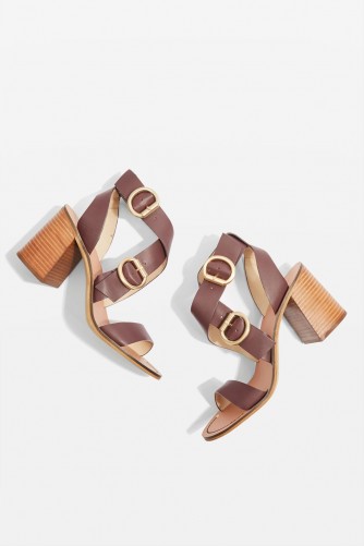 Topshop Natalie Cut Out Heeled Sandals | bordeaux-red leather strappy shoes
