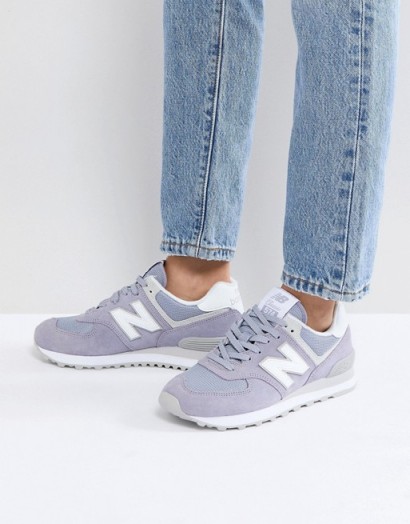 New Balance 574 Suede Trainers In Lilac – light purple sneakers
