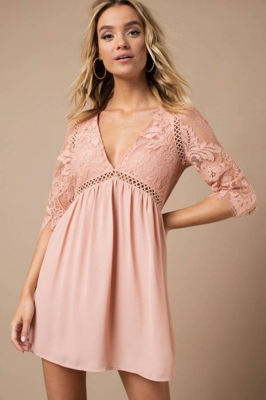 TOBI NIALL BLUSH DAY DRESS ~ pink lace party dresses - flipped