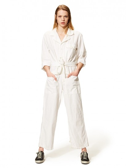NILI LOTAN ARIA JUMPSUIT in white – as worn by Bella Hadid out in Malibu, 16 March 2018. Celebrity jumpsuits | models street fashion