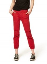 Nili Lotan CROPPED MILITARY PANT | red crop leg trousers