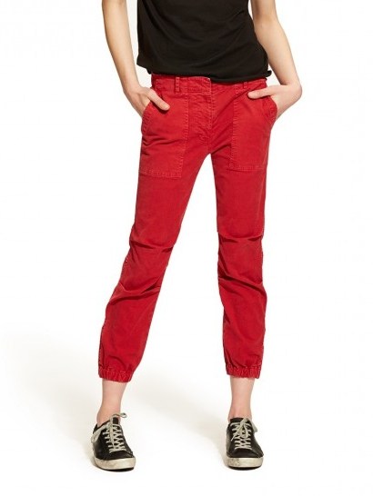 Nili Lotan CROPPED MILITARY PANT | red crop leg trousers - flipped