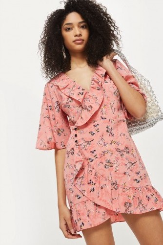 TOPSHOP Off Duty Ruffle Tea Dress – pink floral dresses – vintage style - flipped