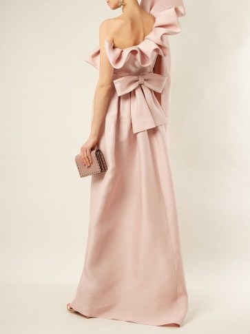 VALENTINO One-shoulder silk bow dress | pink statement gowns - flipped