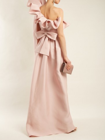 VALENTINO One-shoulder silk bow dress | pink statement gowns