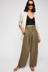 Free People Orion Utility Trouser | army-green front pleated pants