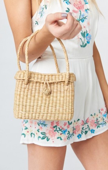 PAMELA V ~ FLORENCE MINI STRAW BAG in NATURAL / cute woven bags - flipped