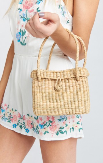 PAMELA V ~ FLORENCE MINI STRAW BAG in NATURAL / cute woven bags