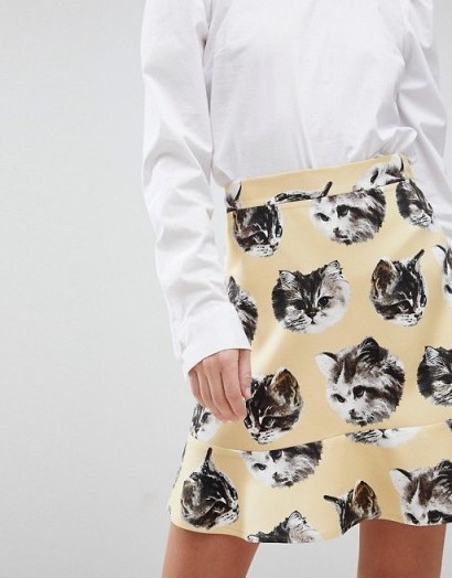 Paul & Joe Sister Cat Print Mini Skirt | kitty print skirts - flipped