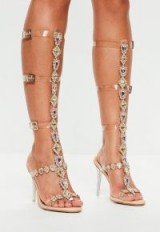 peace + love nude bejeweled calf height heeled sandals – jewelled heels