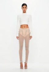 peace + love nude embellished sheer trousers – sequin pants