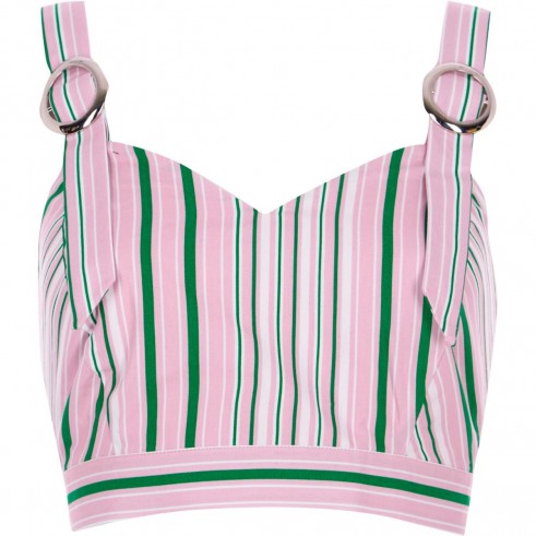 River Island Pink and green stripe ring strap bralet – striped crop tops