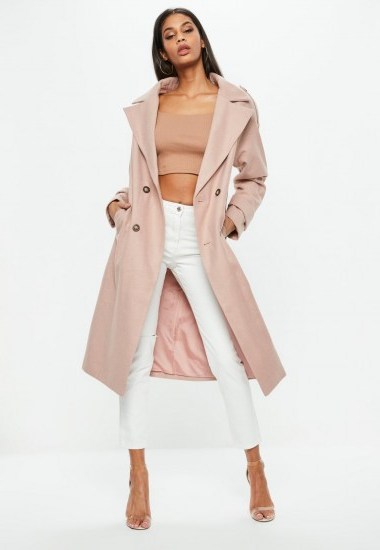 MISSGUIDED pink faux wool coat – luxe coats - flipped