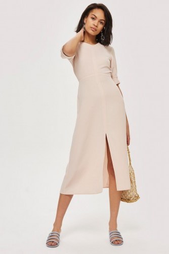 Topshop Pink Seamed Crepe Midi Dress | chic open back dresses | spring fashion - flipped