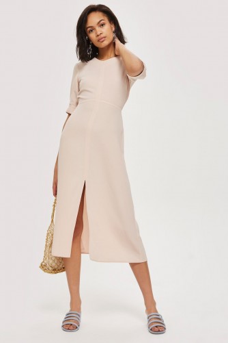Topshop Pink Seamed Crepe Midi Dress | chic open back dresses | spring fashion
