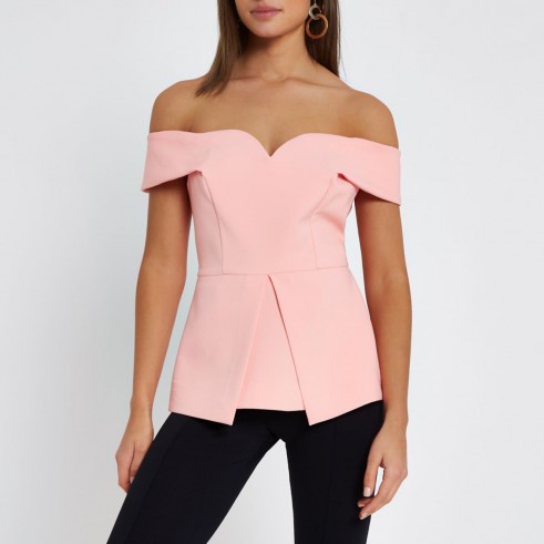 River Island Pink structured top ~ bardot tops