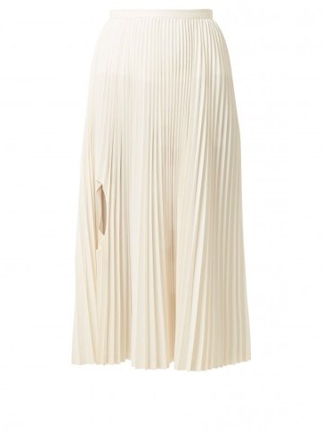 TOGA Pleated circle cut-out taffeta midi skirt | white skirts - flipped
