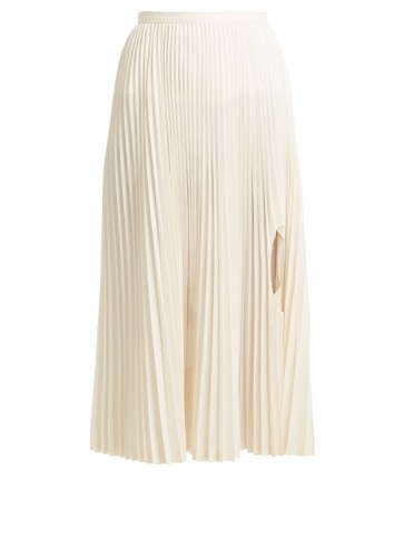 TOGA Pleated circle cut-out taffeta midi skirt | white skirts