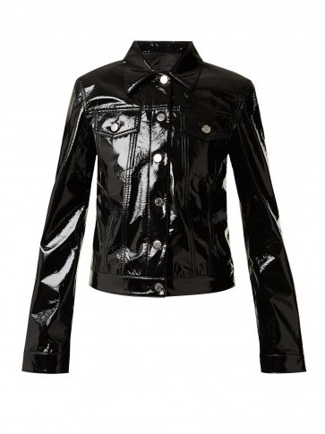 HELMUT LANG Point-collar patent jacket ~ shiny black jackets - flipped