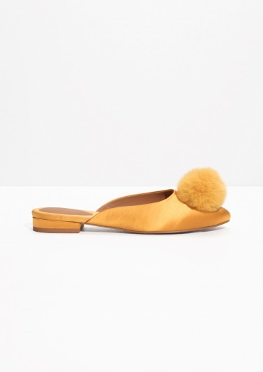 & other stories Pom-Pom Slip-ons | flat yellow mules