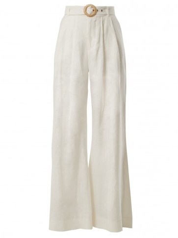 ZIMMERMANN Radiate slouch linen trousers | ivory wide leg pants - flipped