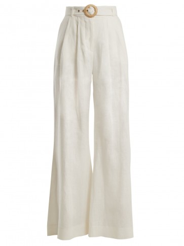 ZIMMERMANN Radiate slouch linen trousers | ivory wide leg pants