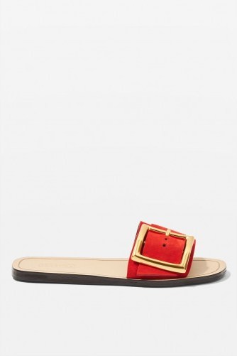 Topshop Red Fox Flat Sliders | large buckle slides - flipped