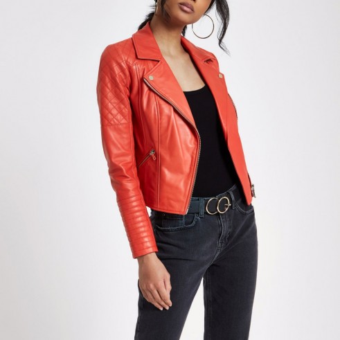River Island Red leather biker jacket